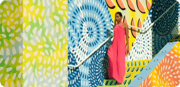 Join Bennie - Colorful artistic background with person